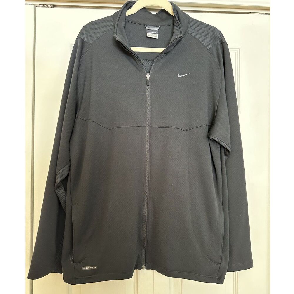 Vintage Nike Mens XL Black Sphere Dry Full Zip Running Golf Track Jacket